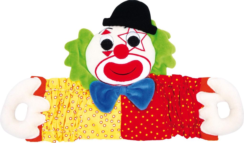 Legler Zieh-Clown aus Stoff, Bunt, gesticktes Gesicht, ca. 23 x 41 x 2 cm, ab 24 Monate