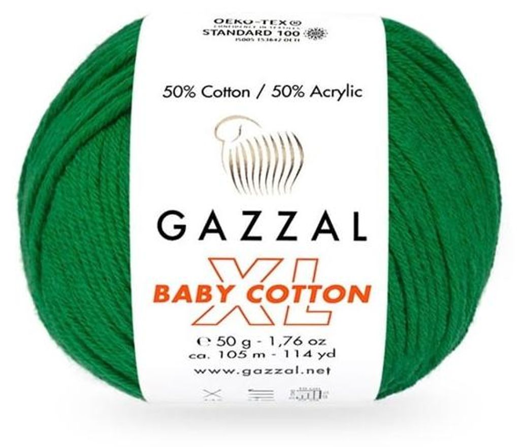 Włóczka Gazzal Baby Bawełna XL 3456, kolor: trawa - do Zdjęcie produktu 