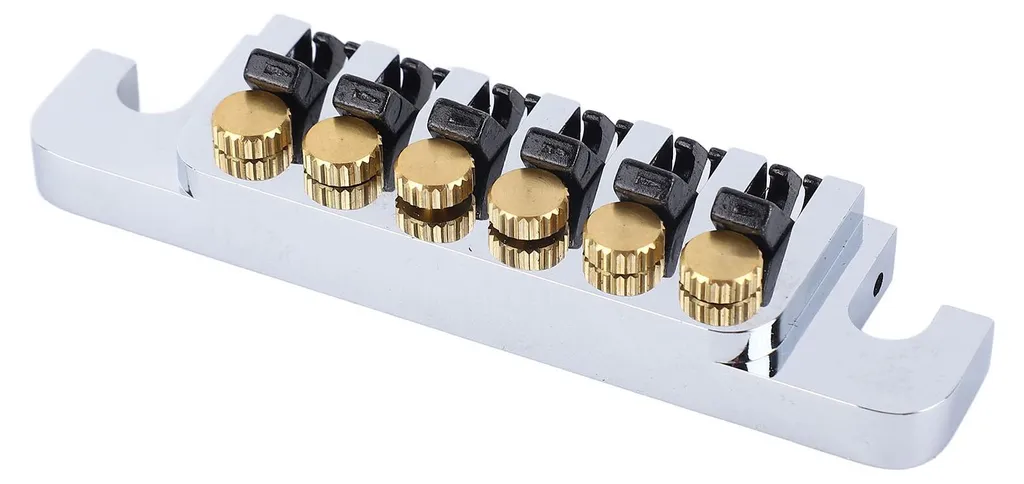 Chevalet à rouleaux avec 2 vis pour guitare électrique type LP chromé - 8