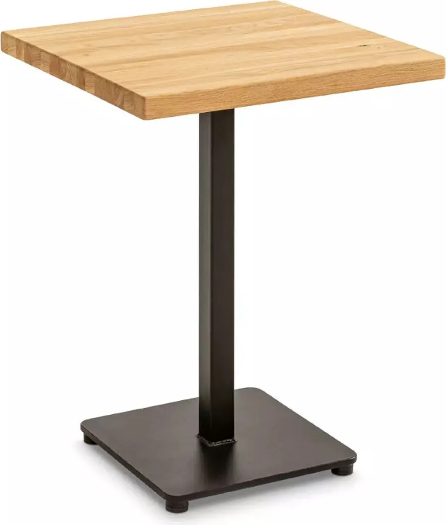 Casadolce Table de Bistrot MANTI 60x60 - Chêne Massif et Métal