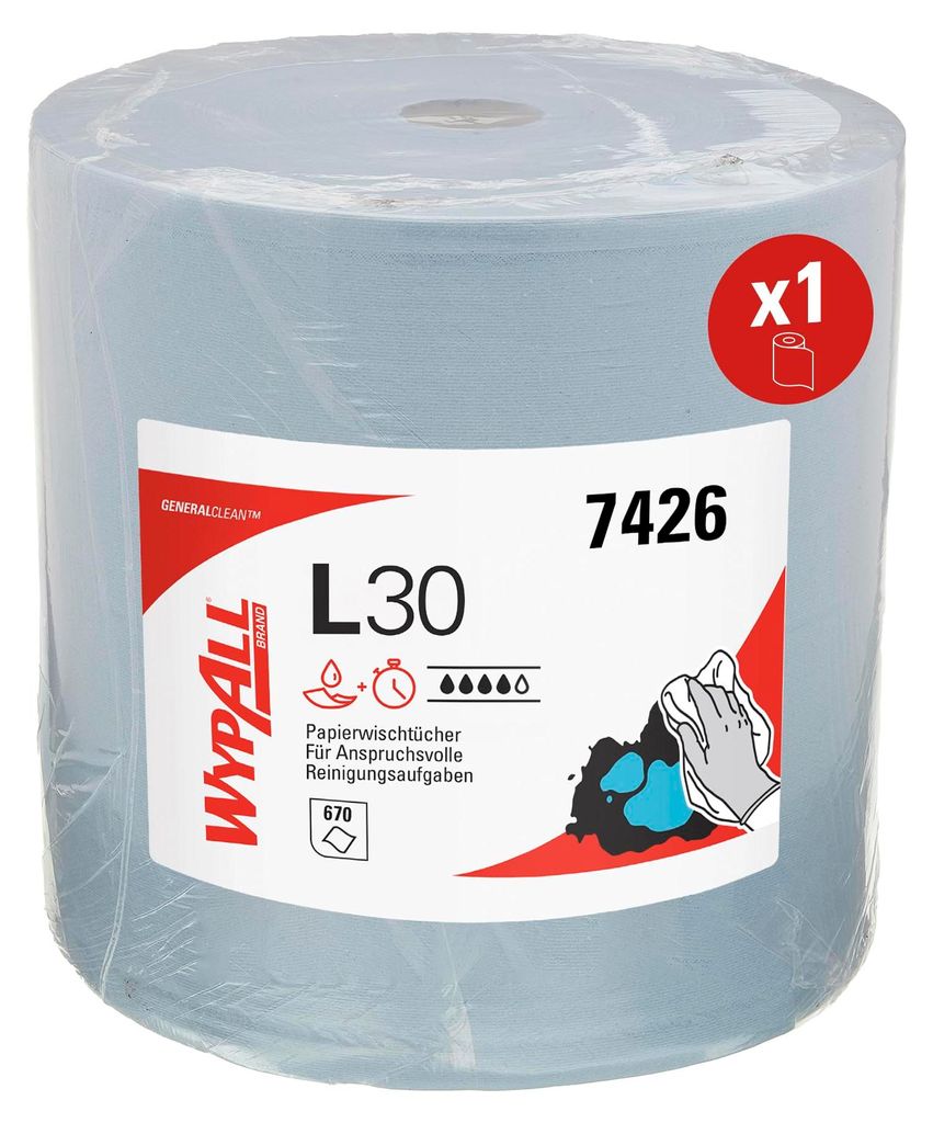 WypAll L30 Papiertücher industrielle Reinigung Jumbo Rolle hohe Saugfähigkeit 670 Stück