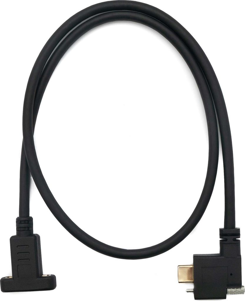 SYSTEM-S USB 3.1 Kabel 60 cm Typ C Stecker zu Buchse Schraube Winkel in Schwarz
