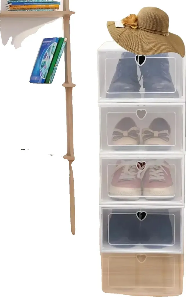 Rangement chaussures pour entrée : lot de boîtes empilables blanches