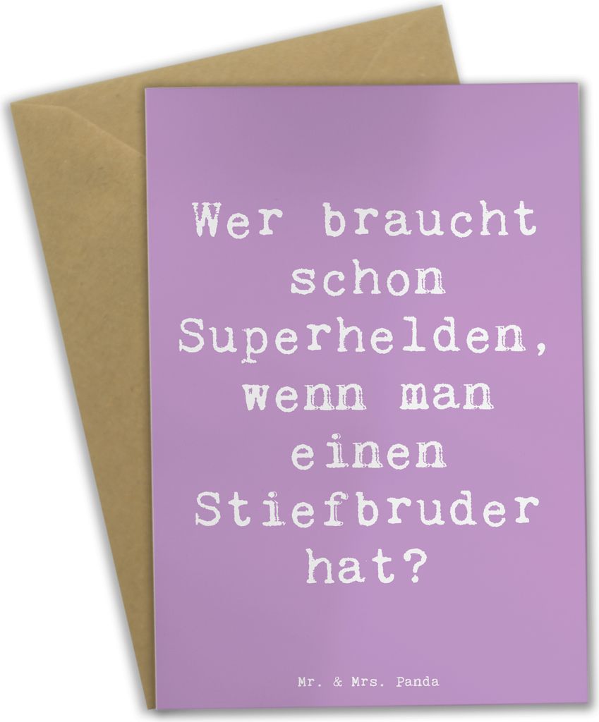 Mr. & Mrs. Panda Grußkarte Spruch Stiefbruder Held - Lavendeltraum - Geschenk, hochzeitskarten, Weihnachten, einladungskarten, Familiengeschenke, ...