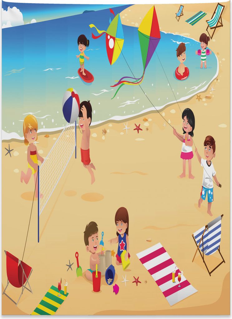 Abakuhaus Sport Wandteppich, Beach-Volleyball aus Weiches Mikrofaser Stoff Kein Verblassen Klare Farben Waschbar, 110 x 150 cm, Mehrfarbig