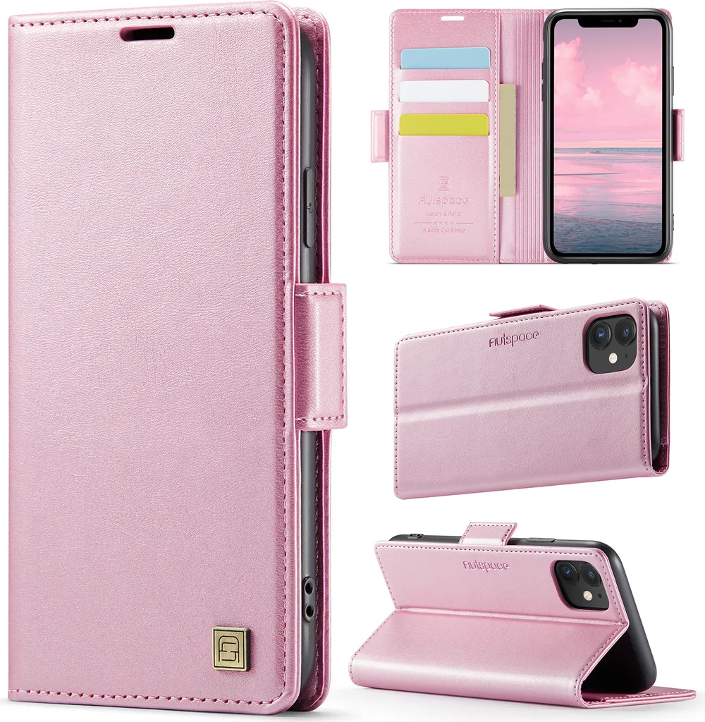 Custodia iPhone 11 Pelle Rosa: Protezione RFID e Chiusura Magnetica