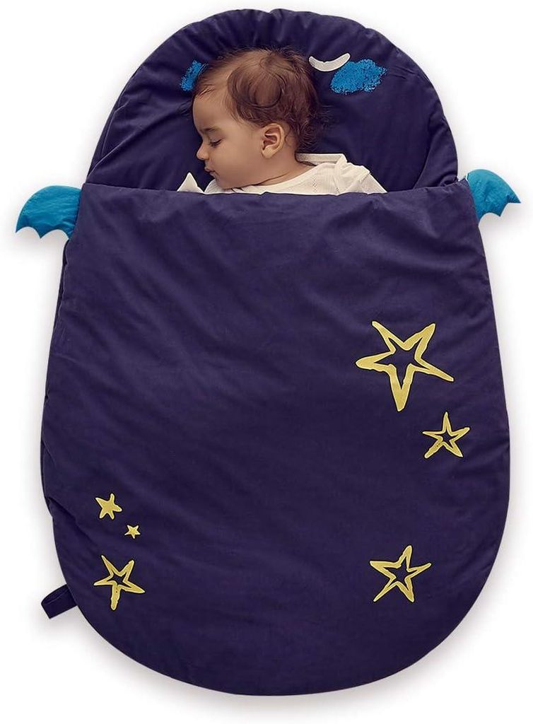 Schlafsack aus Baumwolle für Jungen und Mädchen (0-18 Monate) - Babydecke (Dunkelblau)