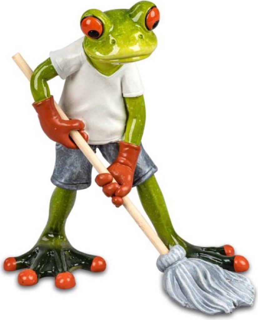 Dekofigur Frosch aus Froschhausen - Kunststein grün - Putzmann