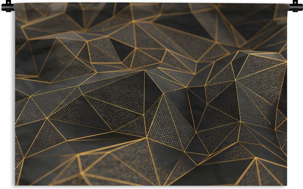 MuchoWow Wandteppich Wandbehang Abstrakt - Gold - 3D - Luxus - Kunst 120x80 cm Tapisserie Dekoration Wandtuch - Wanddekorationen - Wandtücher