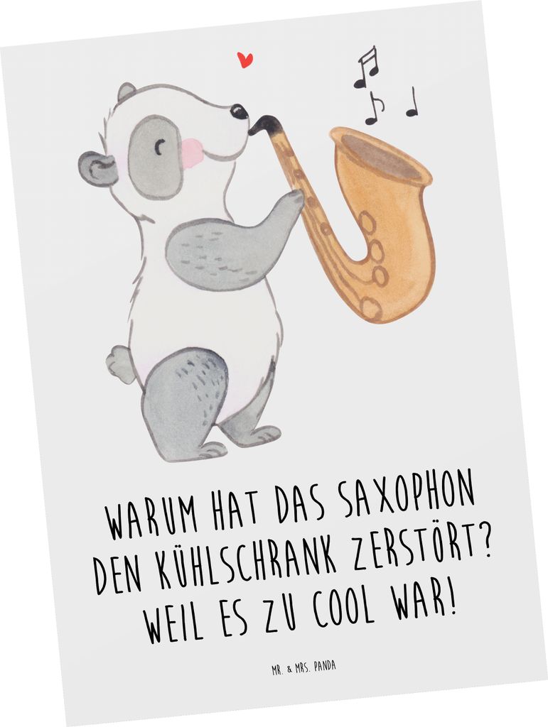 Mr. & Mrs. Panda Postkarte Saxophon Kühlschrank - Weiß - Produktbild 
