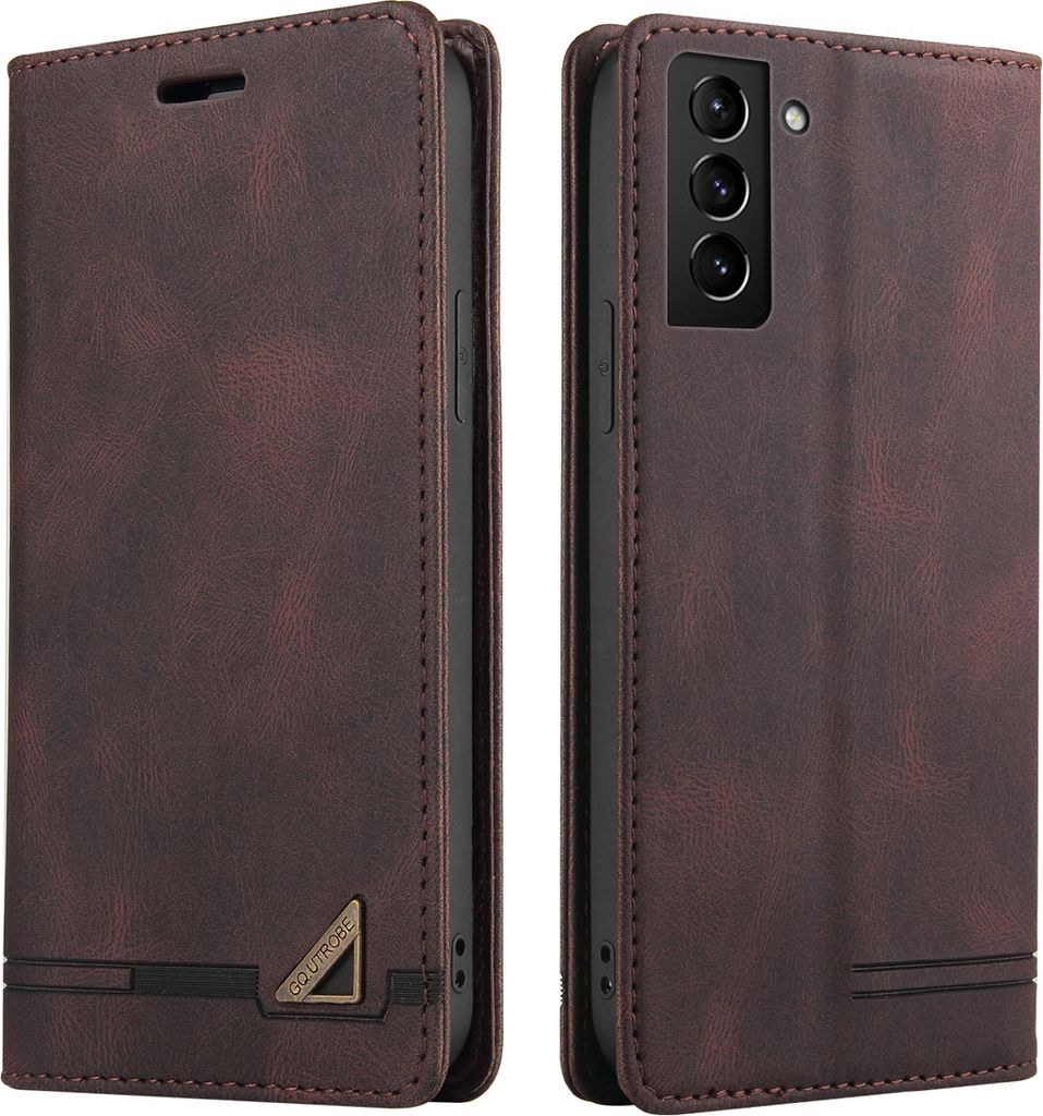 Hülle für Samsung Galaxy S22+ / S22 Plus 5G, Vintage Flip Ledertasche mit Kartenfach Ständer Schutzhülle Braun