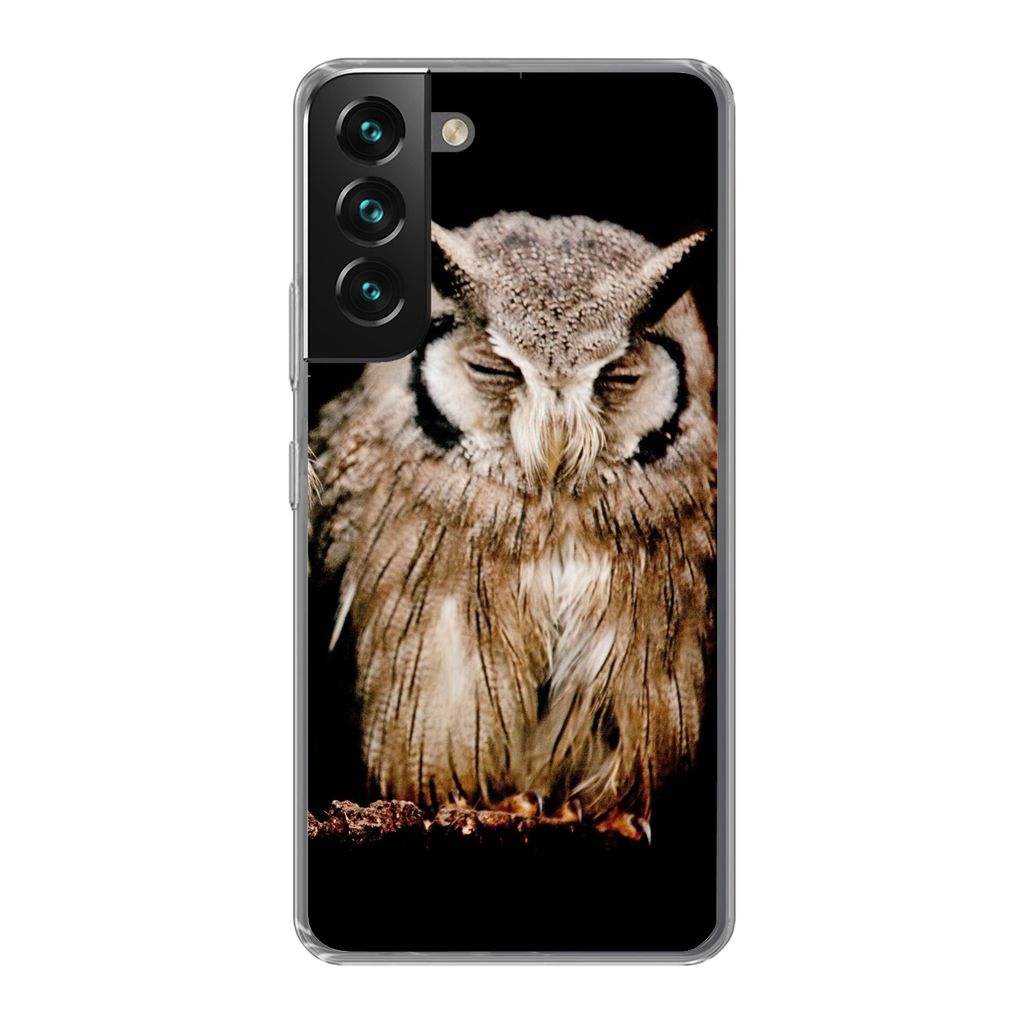 MuchoWow Handyhülle Schutzhülle Hülle für Samsung Galaxy S22 Eule - Vogel - Schwarz Silikon Softcase Handy Hülle - Mobiltelefonhülle