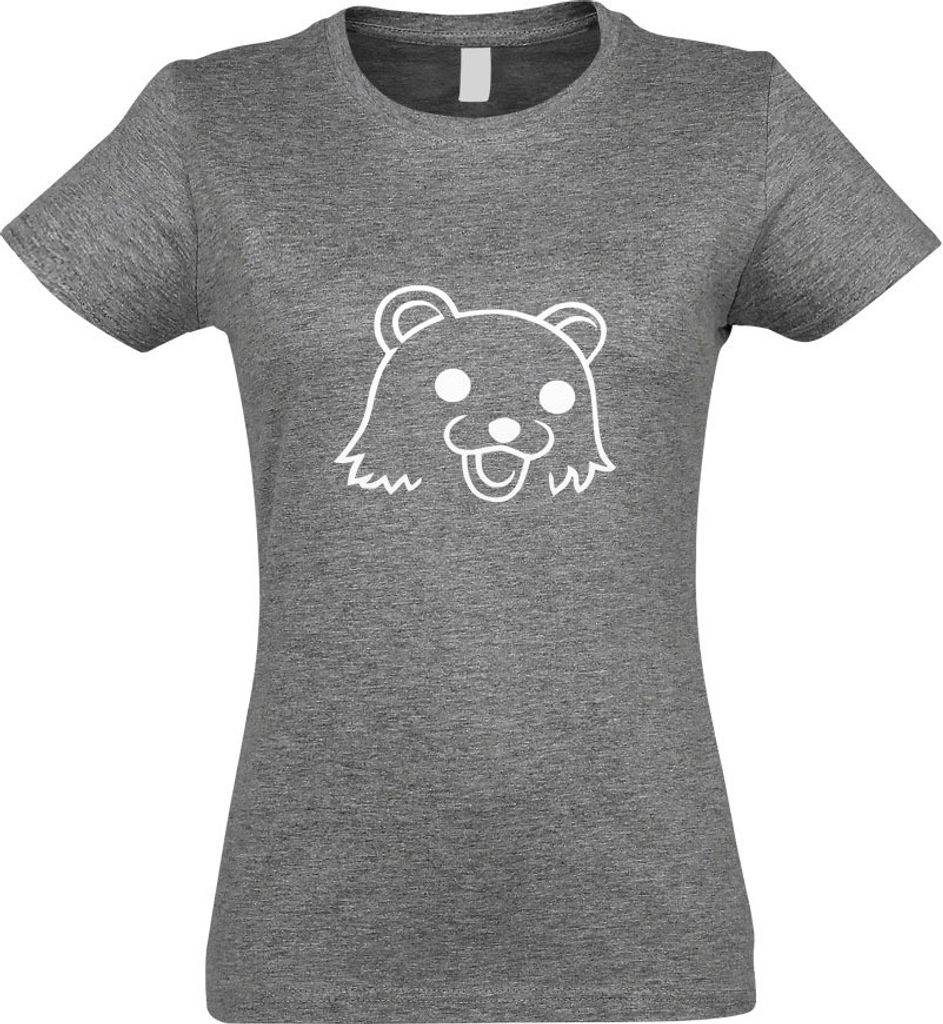 Kiwistar - T-Shirt tailliert - Damen - Graumeliert - Pedobär - Pedobear - mit Motiv Bedruckt - Funshirt Design - Sport - Freizeit - Damen - L