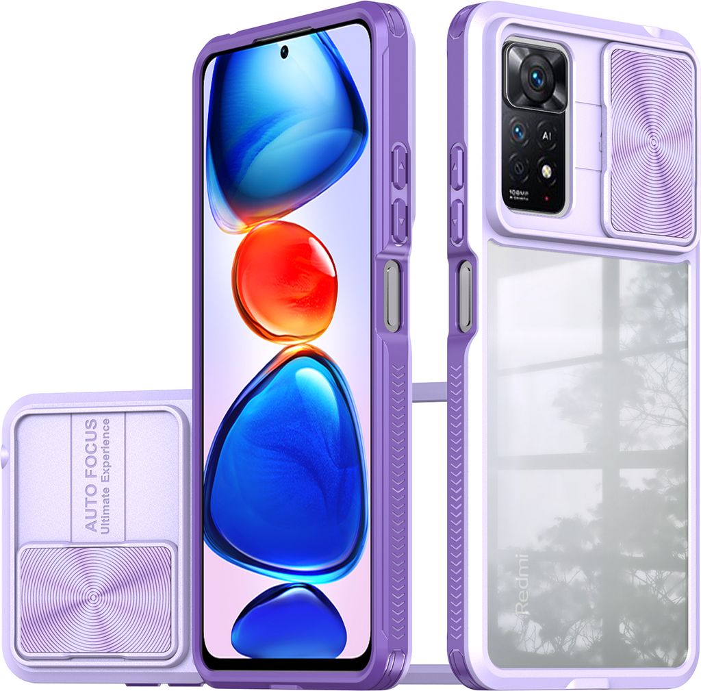 Redmi Note 11 Pro Hülle, TPU Bumper mit mit Schiebe Kamera Schutz Klar Schutzhülle für Xiaomi Redmi Note 11 Pro 5G/4G Lila