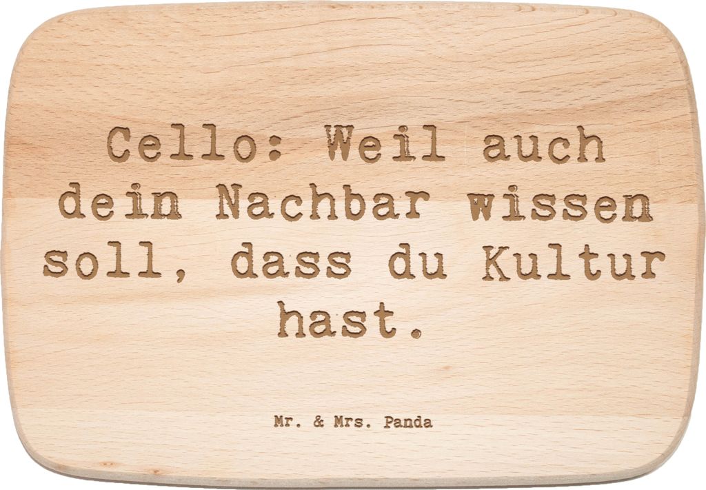 Mr. & Mrs. Panda Holzbrett Spruch Cello Kultur - Transparent - Geschenk, Frühstücksbrettchen, Musik, Orchester, jausenbrett, Streichinstrument, L...