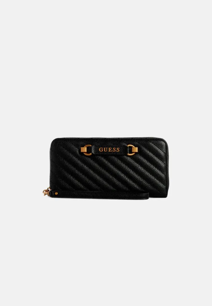 Portefeuille Guess Sela Small Zip Black au Design Compact et Matelassé