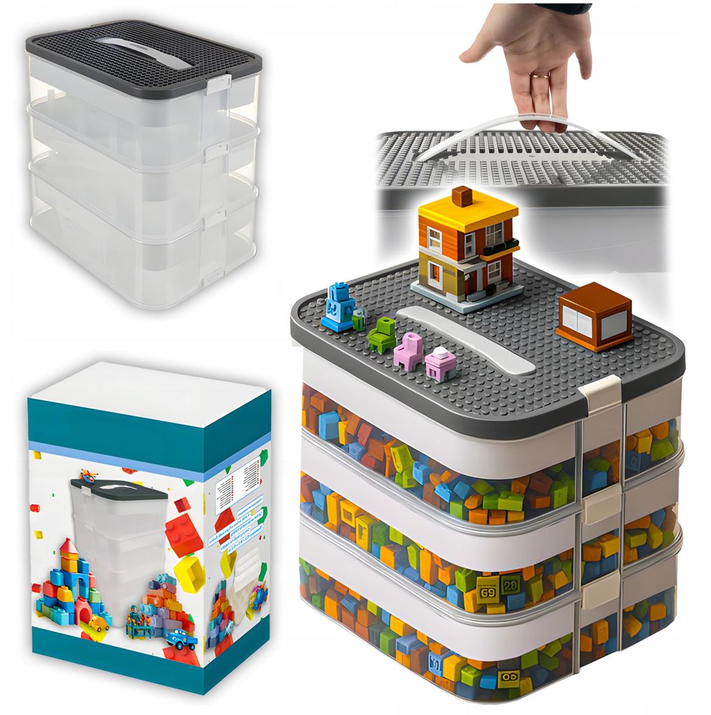 Kruzzel 25757 3-stöckige Blockbox 22L Produktbild 