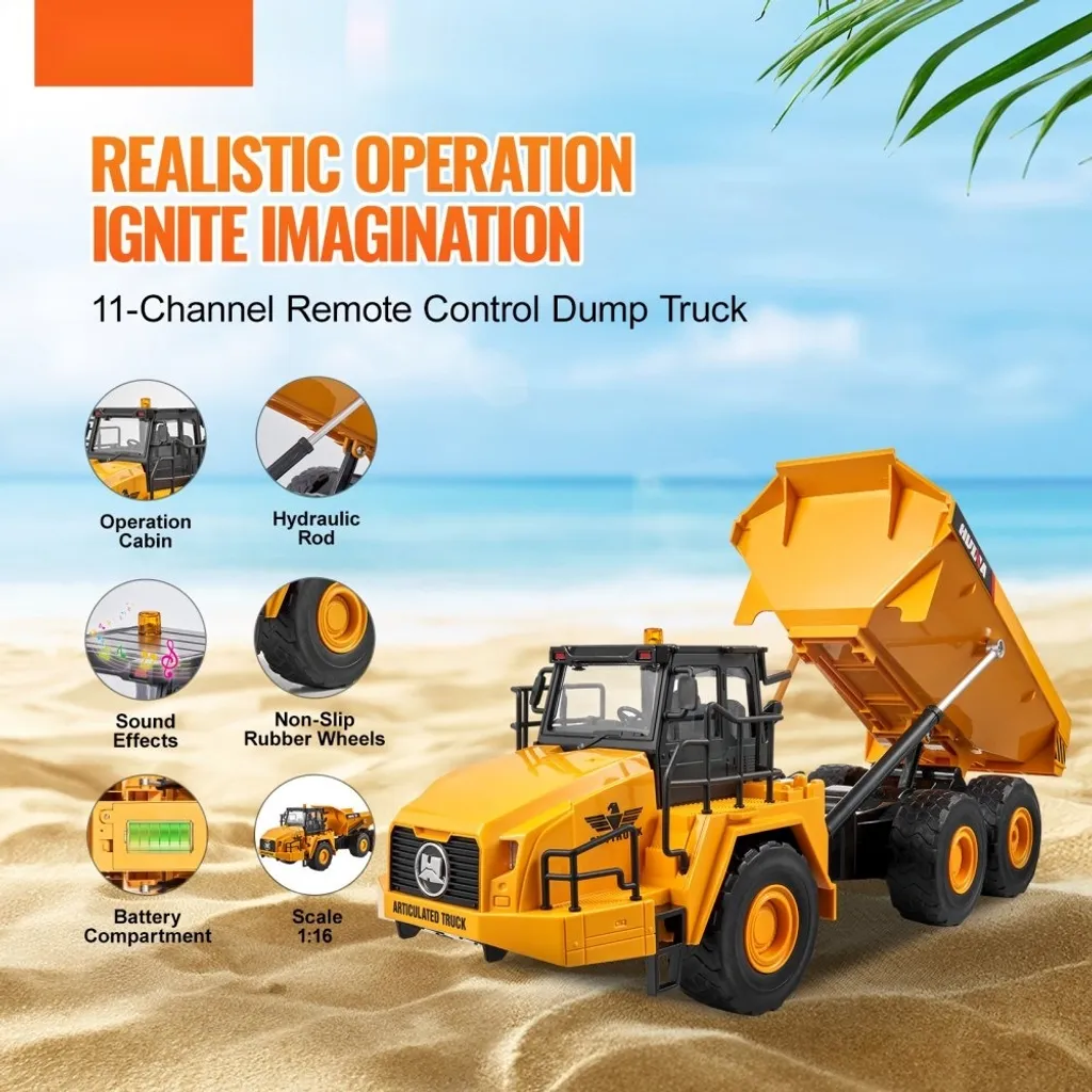 Engin de construction RC 11CH - Camion benne télécommandé 1:16 robuste - 2