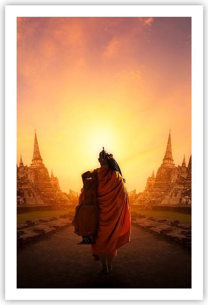 Poster - Poster ohne Rahmen - Tempel Mönch - 61x91,5 cm - Produktbild 
