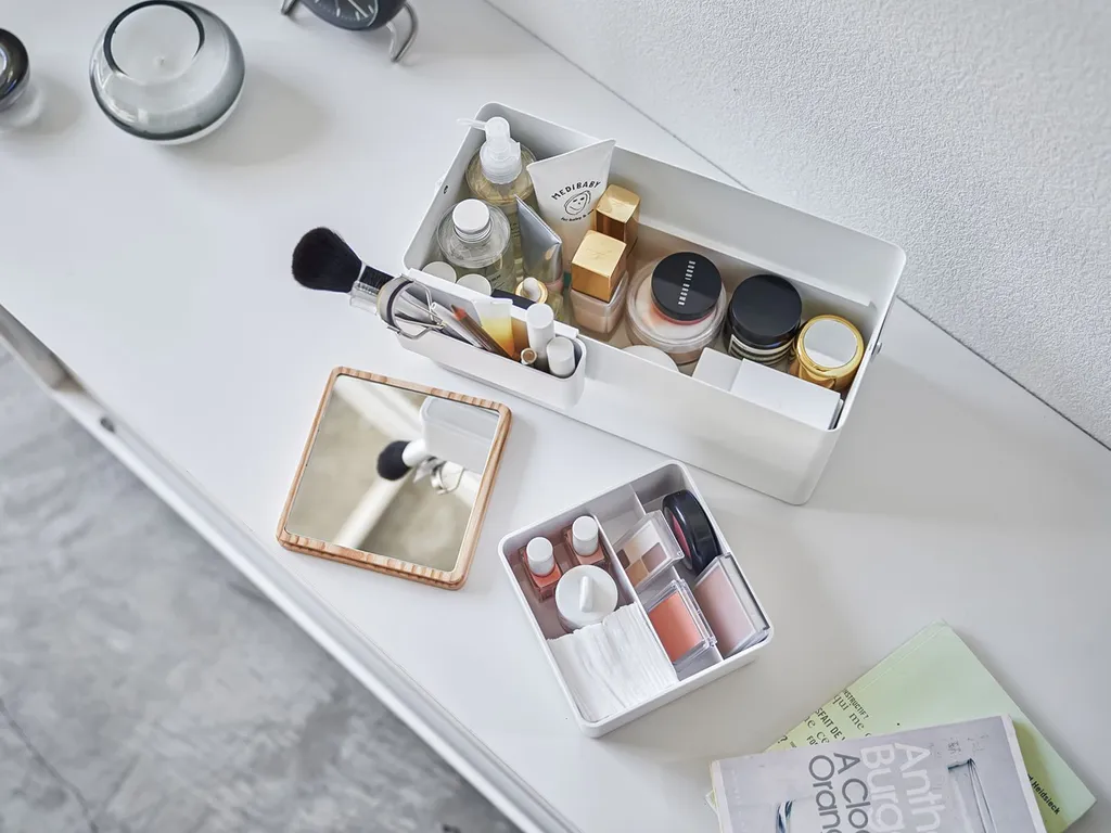 Vanity Case Fixe pour Maquillage Tower Blanc avec Miroir de Table Chic - 8