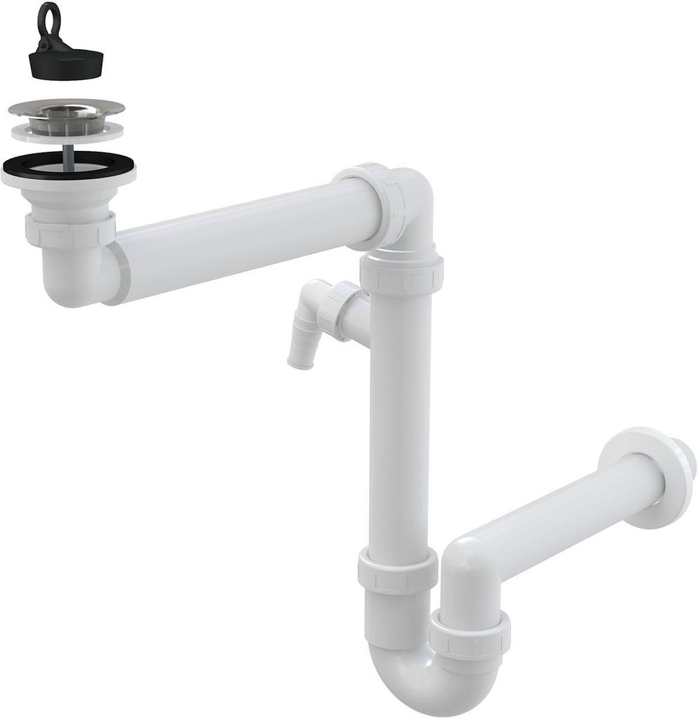 Alcadrain Raumsparsiphon DN40 für die Waschbecken DN63 mit Geräteanschluss