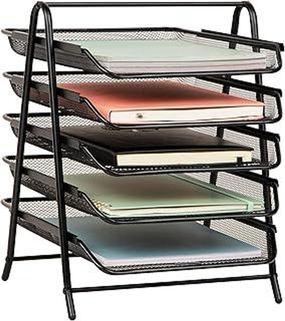 Mind Reader Network Collection, 5-stufige Papierablage, Aktenaufbewahrung, Schreibtisch-Organizer, Metallgitter, 11,75 L x 14 B x 14,5 H, schwarz