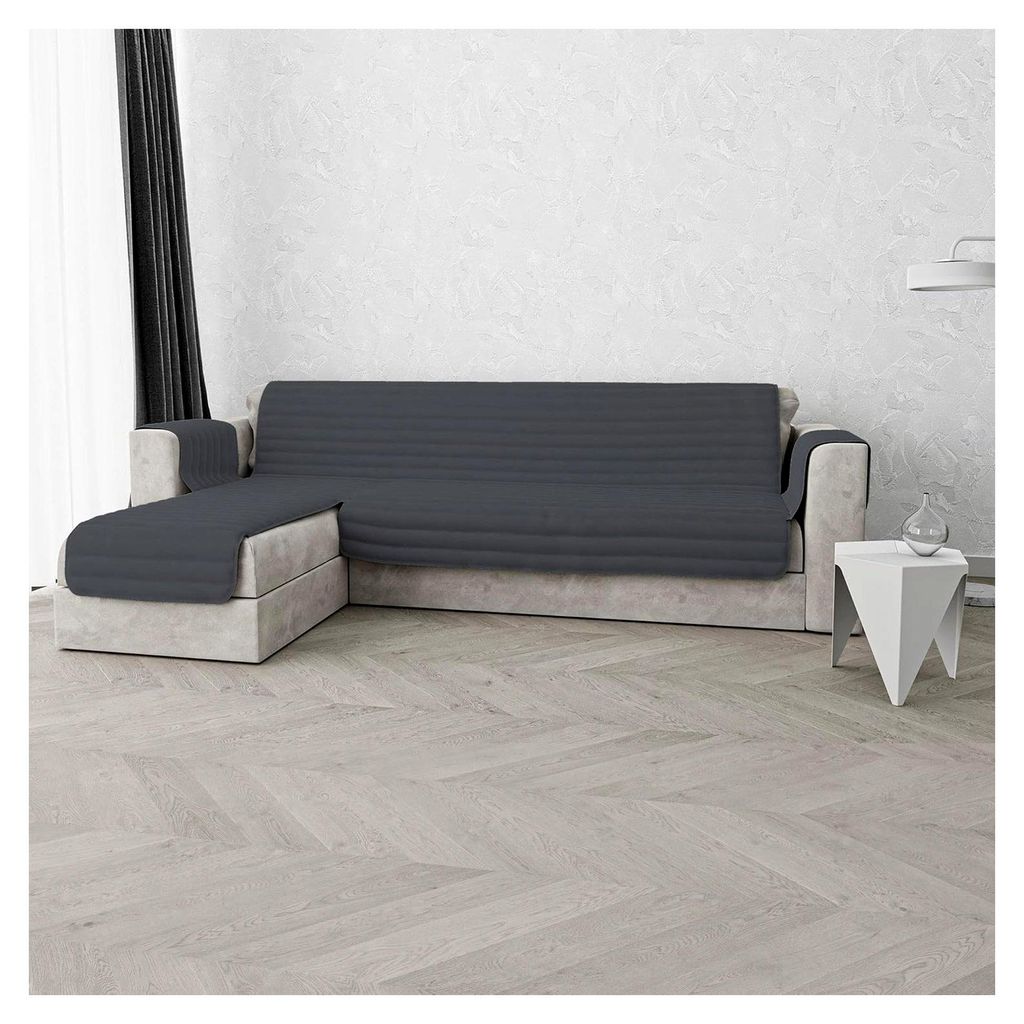 Sofabezug TRENDY mit umkehrbarer Halbinsel, Dunkelgrau, 240 cm