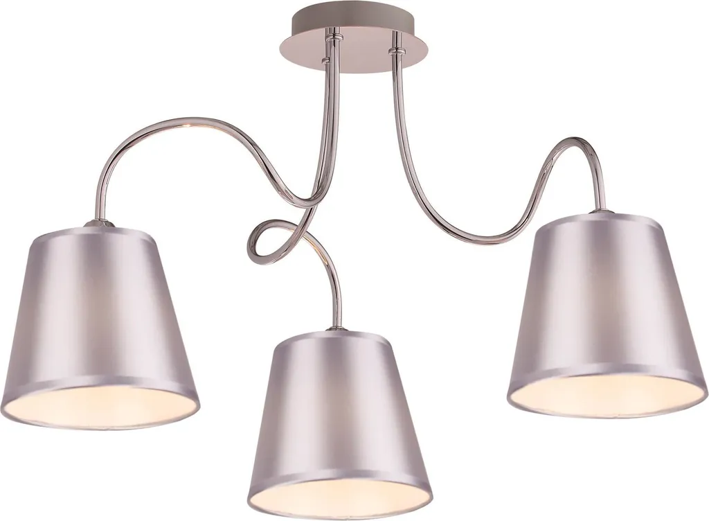 Grand plafonnier design chic en tissu et chrome argenté 3 lumières LUK