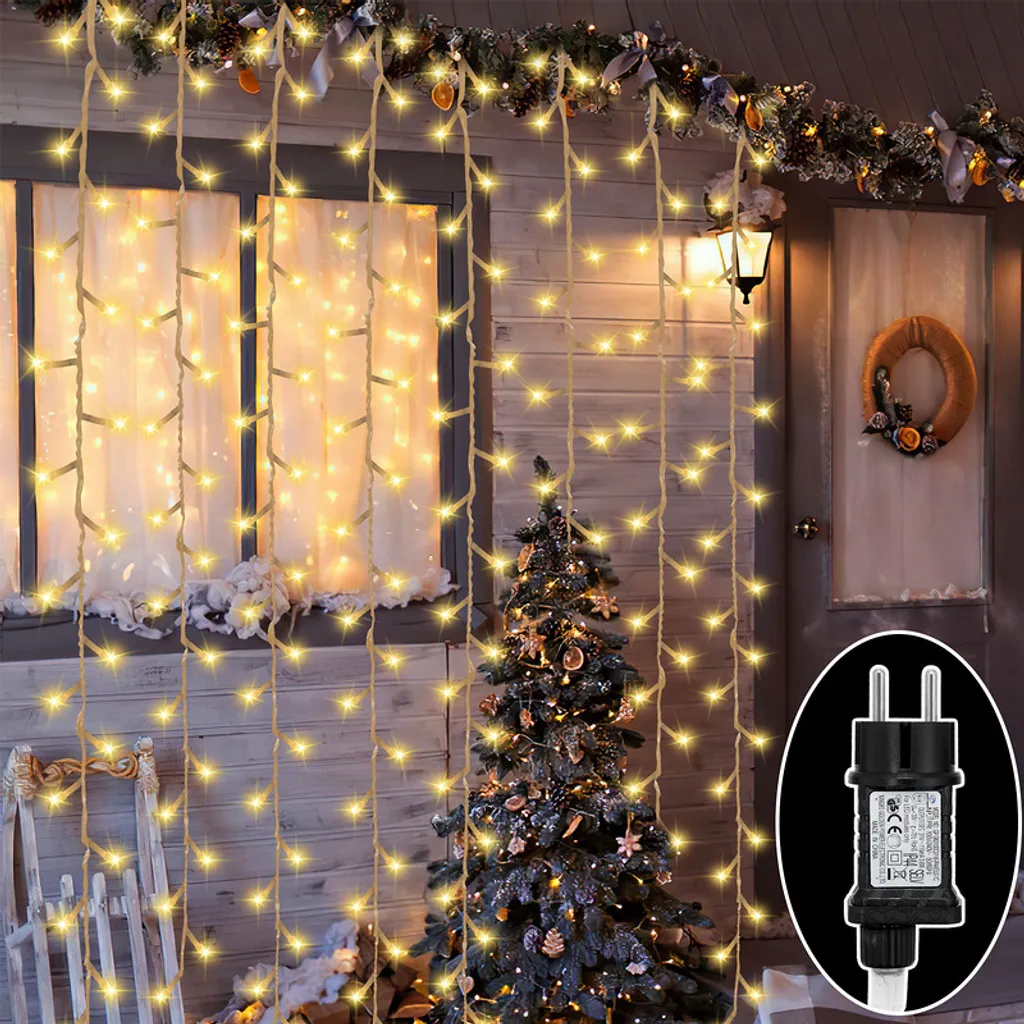 RESNICE Luci LED 200m 2000 LED Filo di Rame Impermeabili IP44 con 8 Modalità, Telecomando, Alimentazione Elettrica, Luce Calda Bianca – per Natale, Matrimonio, Giardino, Decorazioni Esterne