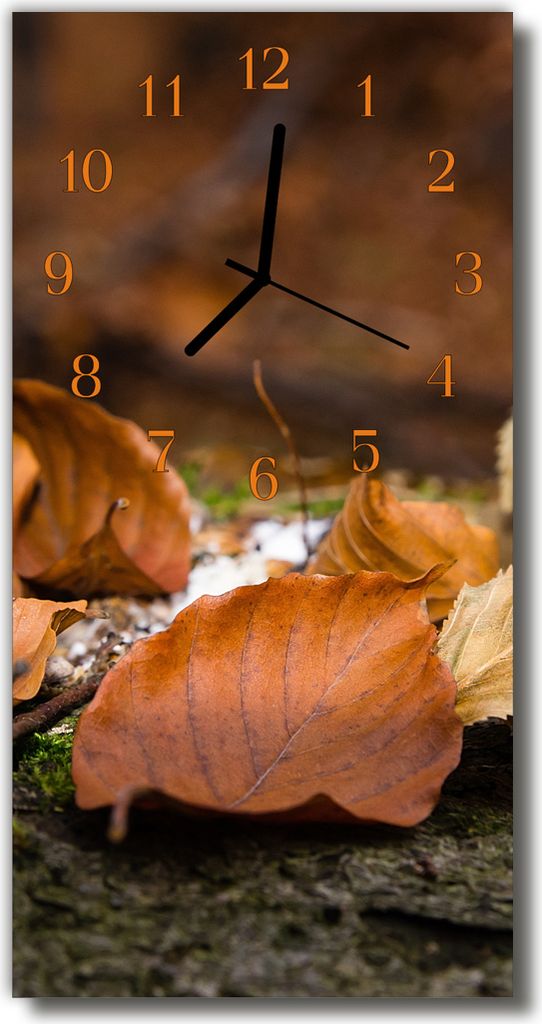 Tulup Glasuhr Wanduhr Küchenuhr Echt-Glas 30x60 Herbst Braun