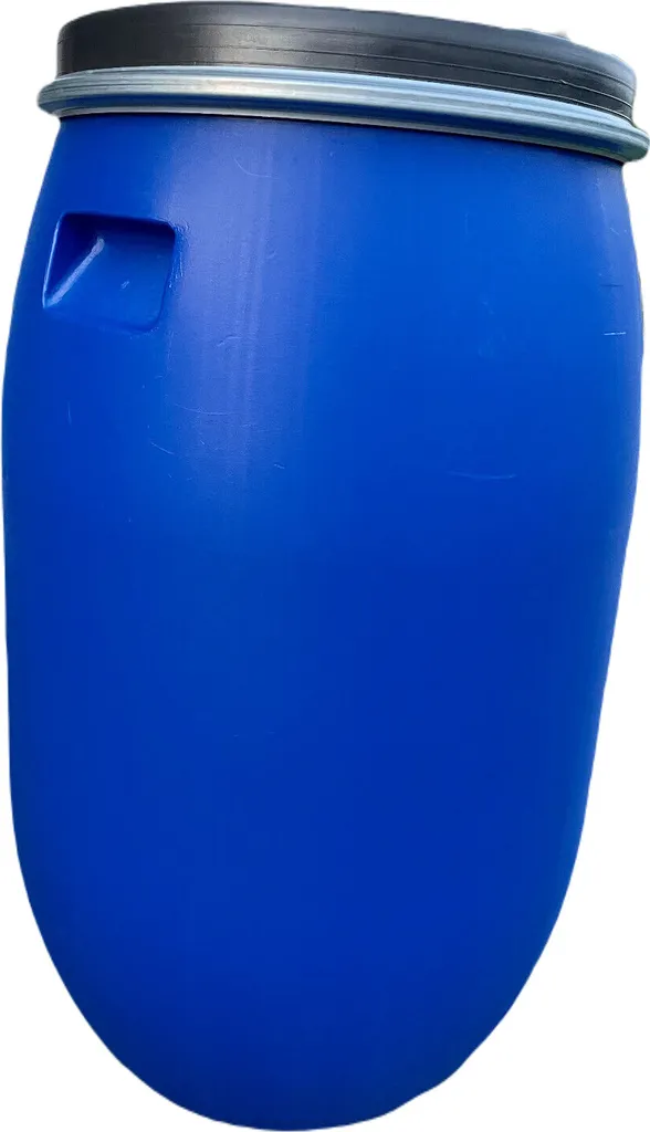 Tonneau étanche 120L à col large contre humidité et nuisibles bleu