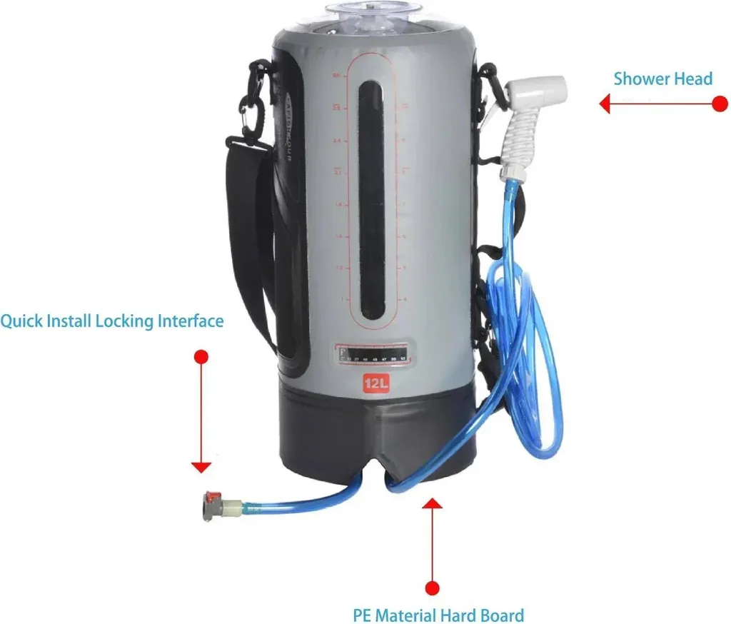 Douche de camping légère à pression réglable 12L - Buse multi-jets Pro - 5