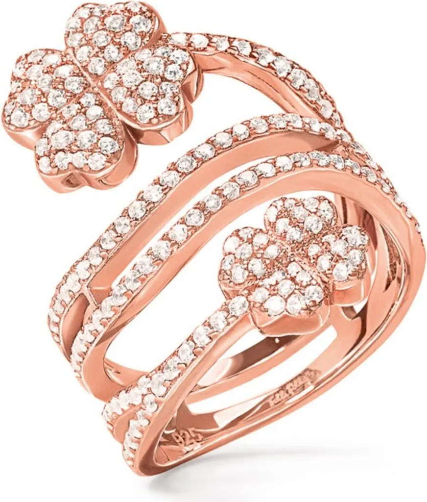 Folli Follie 3R17S048RC52 Bague Fine Rose Gold avec Finition Miroir