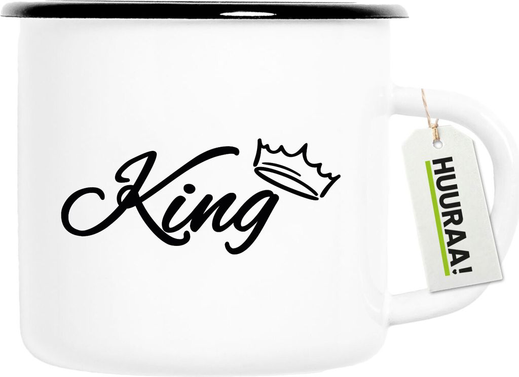 Huuraa Emaille Tasse King Krone 300ml Vintage Campingbecher Geschenkidee