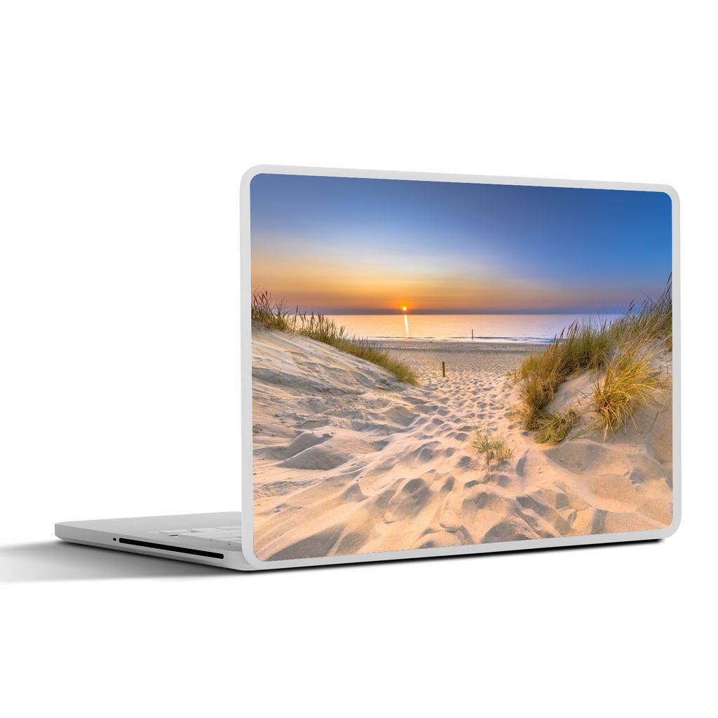 MuchoWow Laptop Aufkleber Sticker Cover Düne - Sonnenuntergang - Horizont - Strand - Gras 25x18 cm - Laptop-Deko