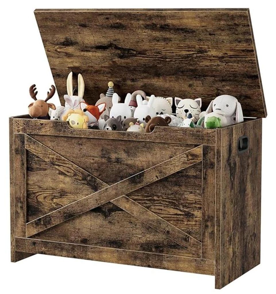 Aufbewahrungstruhe 76 cm - Holz Sitzbank mit Stauraum - Sicherheits-Scharnier - Spielzeugkiste & Deckentruhe - Flur Schlafzimmer Wohnzimmer - Schuh...