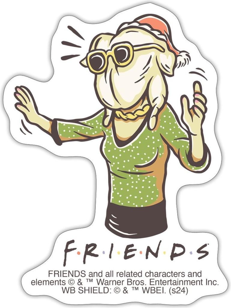 Spreadshirt Friends Monica Mit Truthahn Auf Dem Kopf Sticker Aufkleber, 10 x 10 cm, Mattweiß