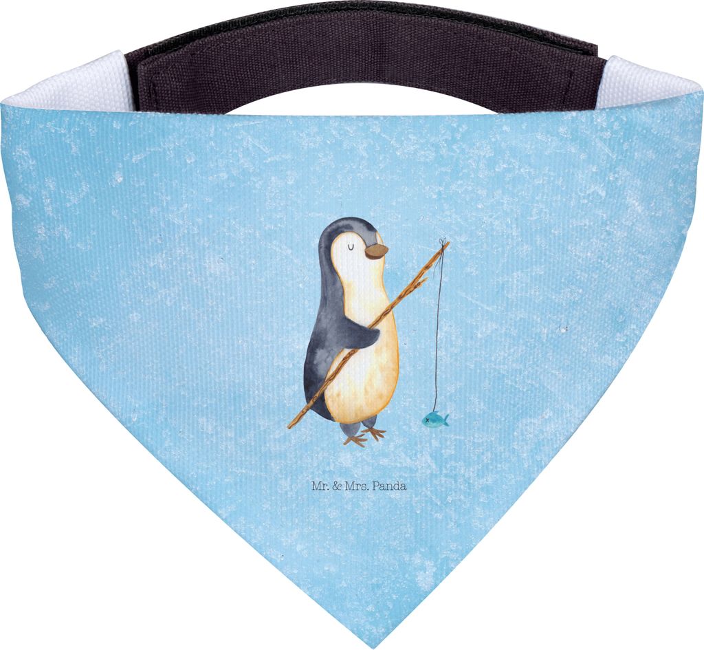 Mr. & Mrs. Panda Hunde Halstuch Pinguin Angler - Eisblau - Geschenk, Urlaub, Für, Hund, Angel, Dreieckstuch, Hals Tuch, Angeln, Motivation, Bandan...