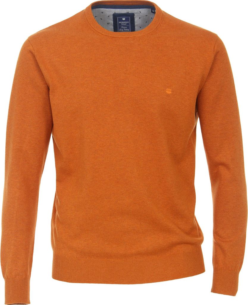 REDMOND Casual Herren Pullover Langarm Rundhals Comfort Orange 3XL