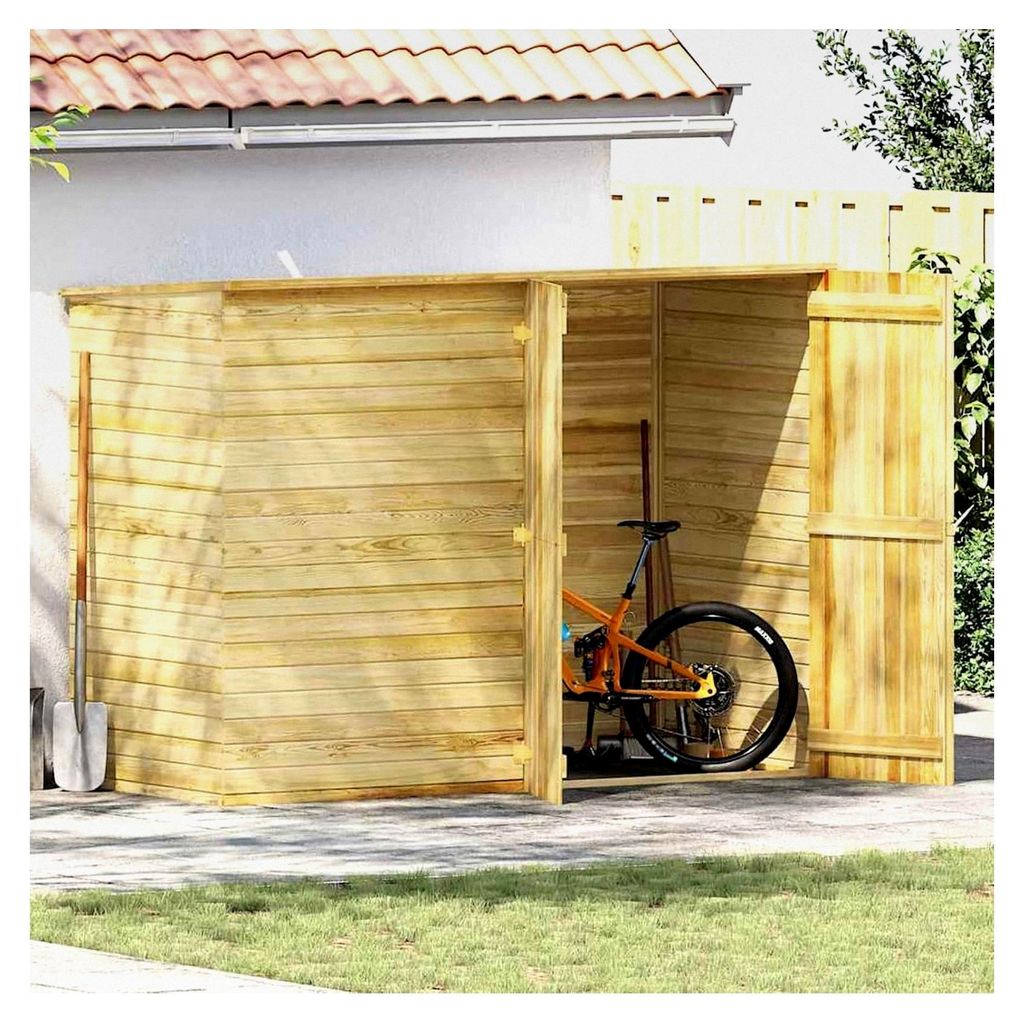 Geräumige Fahrradgarage aus imprägniertem Kiefernholz, stabil und wetterbeständig für die sichere Lagerung von Fahrrädern