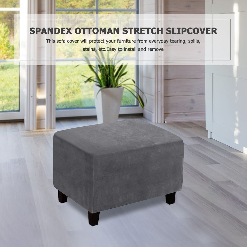 Stretch Ottomane Bezug Hocker Hussen Fußhocker Schutzbezüge Produktbild 3