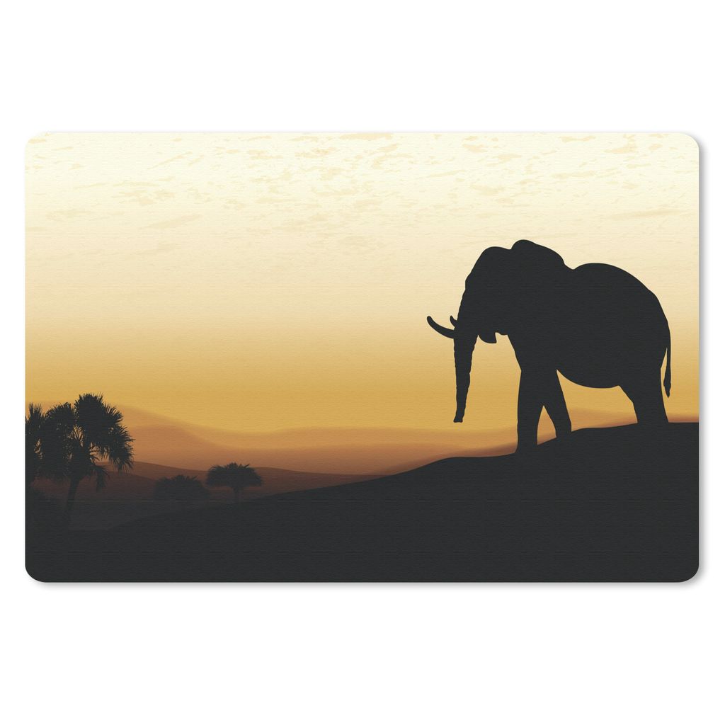 MuchoWow Mauspad Mousepad Eine Illustration eines afrikanischen Elefanten bei Sonnenuntergang 27x18 cm - Mousepads - Maus Mat - Pad - Mausunterla...