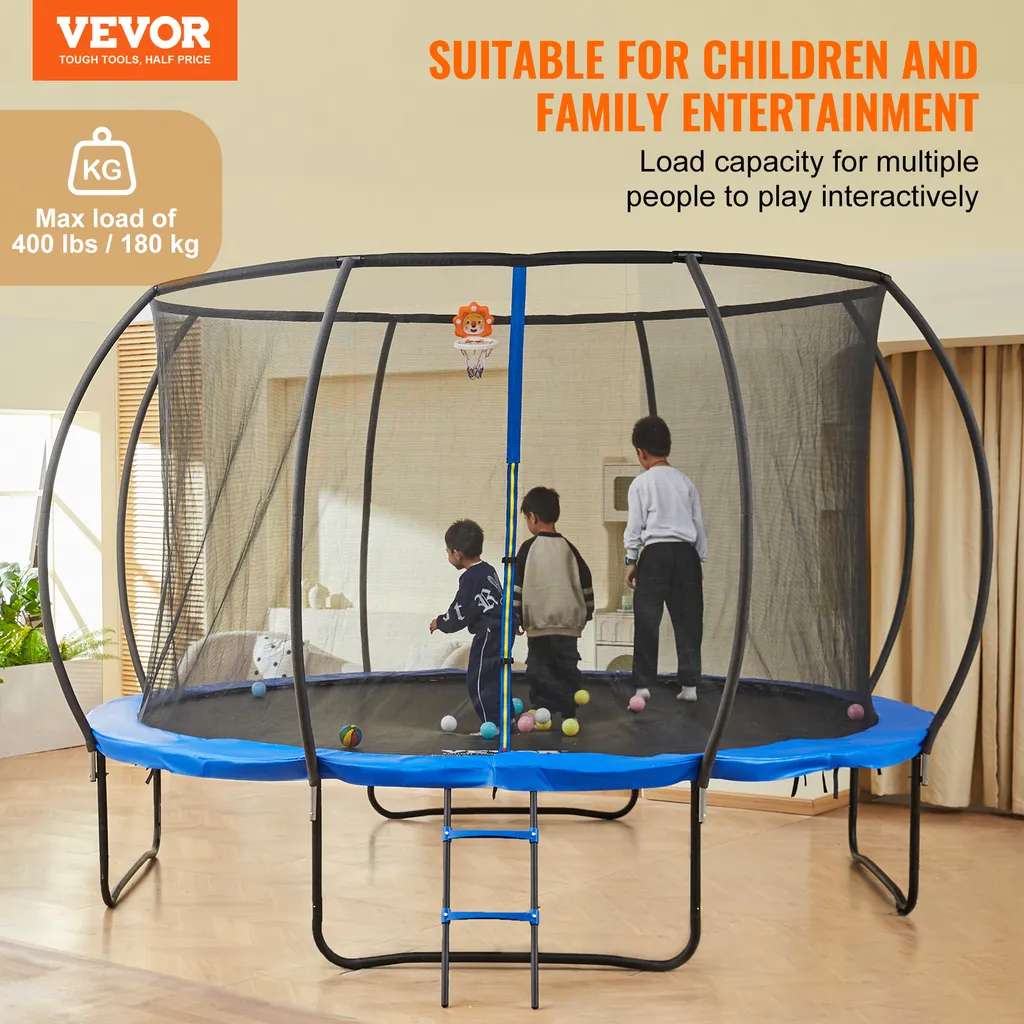 Trampoline d'extérieur avec Filet de Sécurité VEVOR 180kg, Idéal Enfant