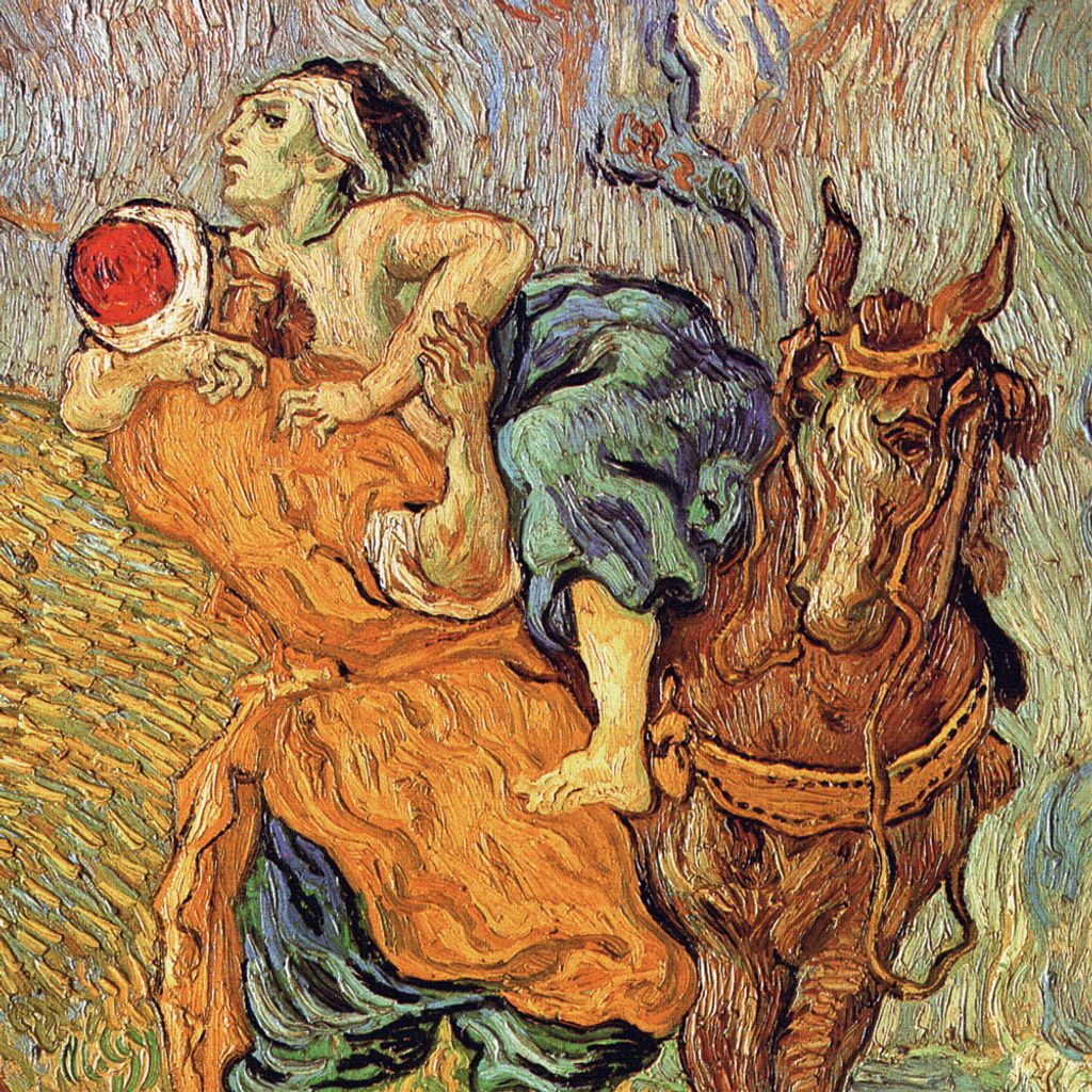 Vincent Van Gogh Kunstdruck Bild - Der Barmherzige Samariter Nach Delacroix, Detail, 1890 (40 x 40 cm)