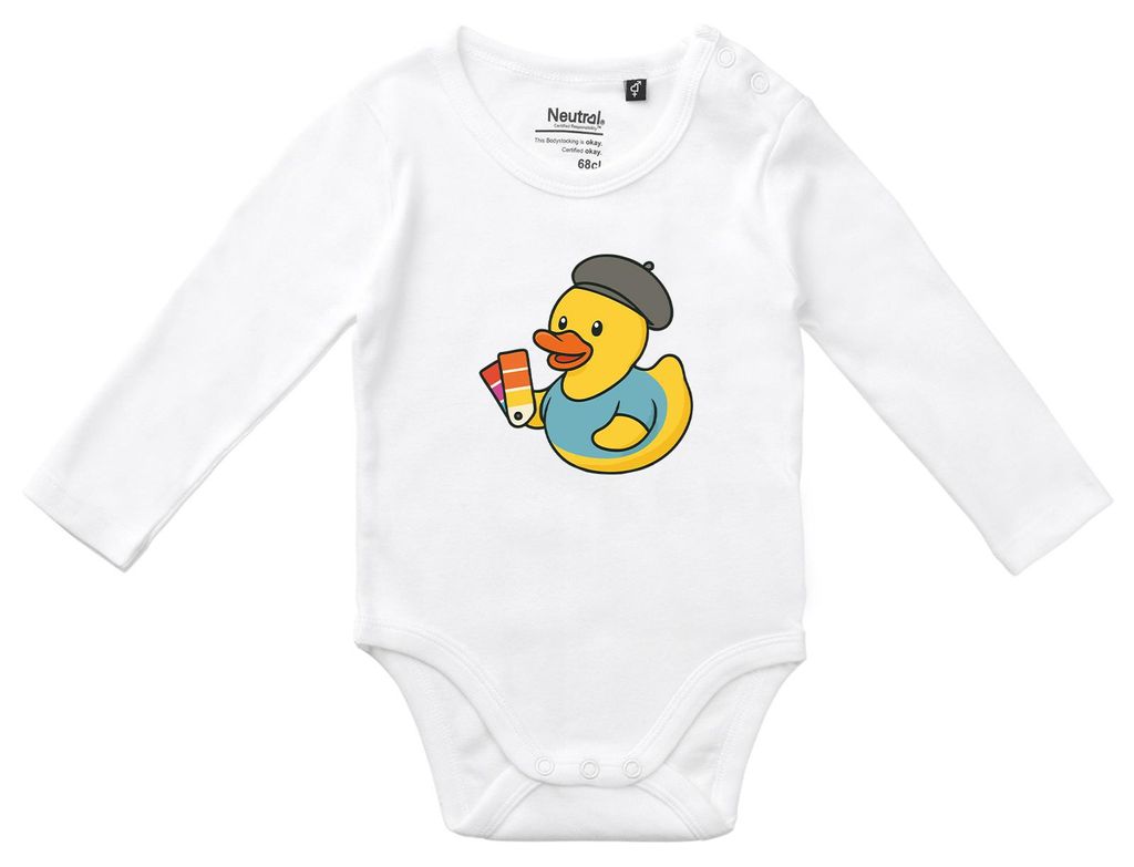 Huuraa Baby Body Quietscheente Grafikdesign Comic Gummiente 62 White Baumwolle Fairtrade Langarmbody Geschenkidee