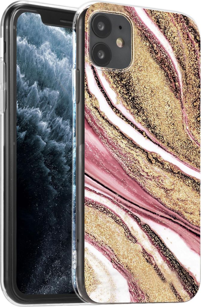 Hülle für Apple iPhone 12 / 12 Pro Schutzhülle Marmor Motiv Handy Case Silikon Slim Cover