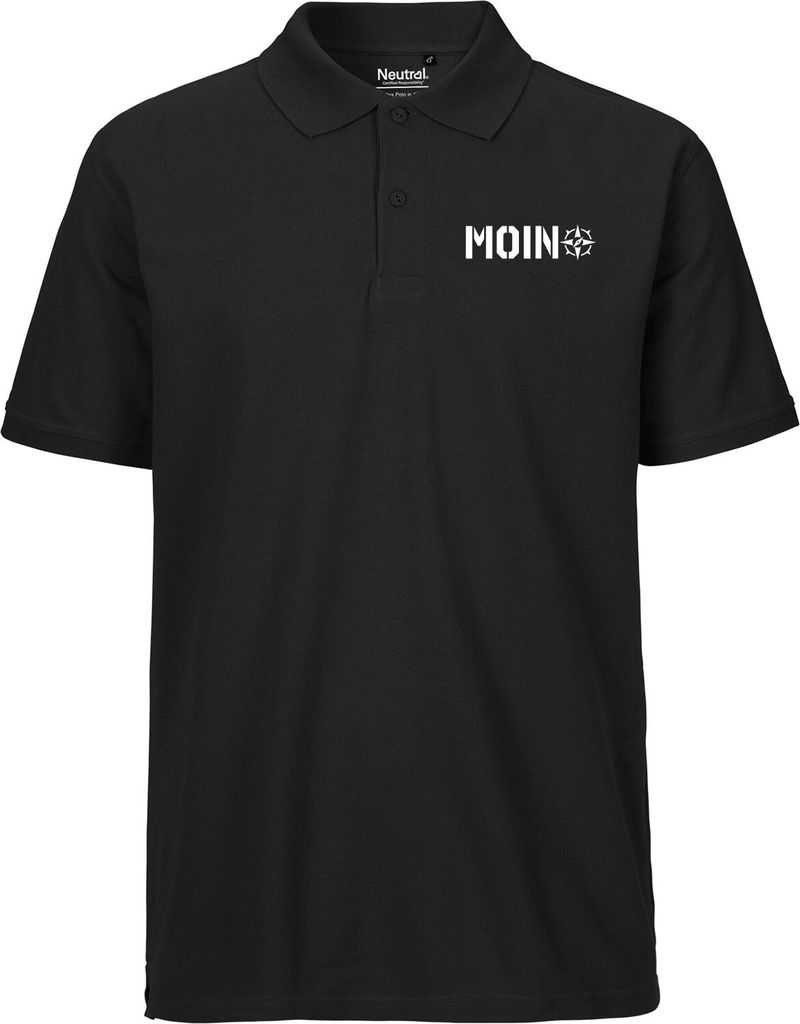Huuraa Männer Poloshirt Moin Kompass Geschenk Größe L Black Bio Baumwolle Fairtrade Moin Kompass Geschenkidee