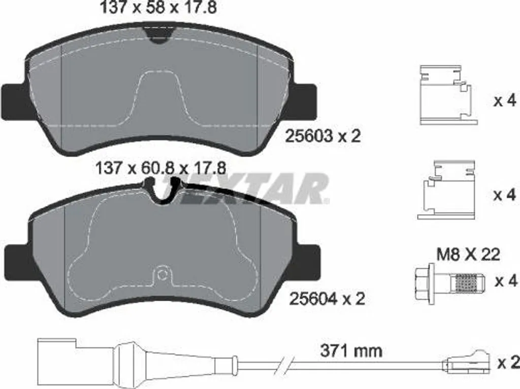 Plaquettes de frein anti-bruit TEXTAR 2560303 pour Ford Transit 1916327