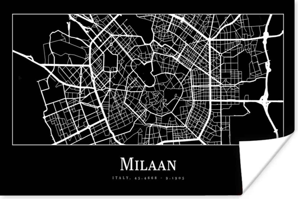 MuchoWow Poster Mailand - Karte - Stadtplan 120x80 cm - Bilder