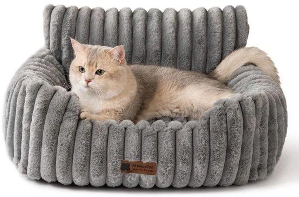 Panier chat apaisant gris anti-stress pour sommeil profond 61x48x30cm
